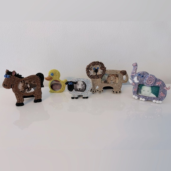 Spirit animal elephant swarovski crystal picture frame nursery zoo purple shower - Picture 2 of 3